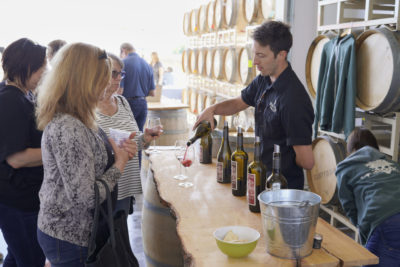 Pouring wine at the bar